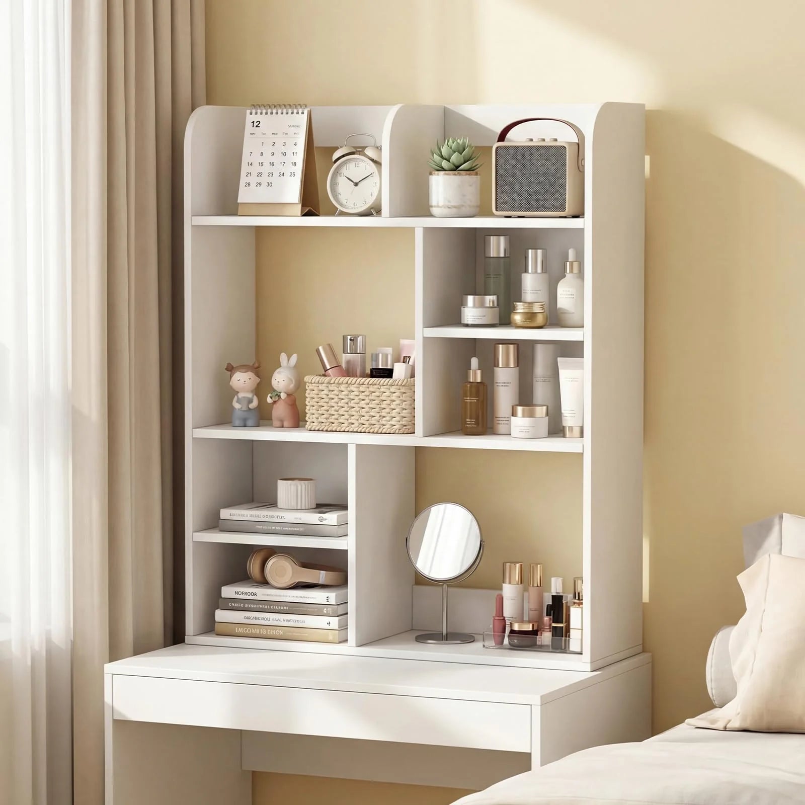 Tangkula Desktop Display Rack with 4 Open Shelves & 4 Cubes