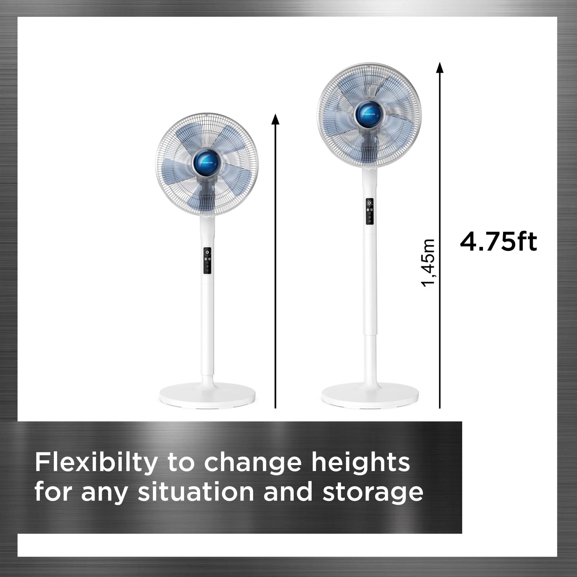 Rowenta Turbo Silence Standing Floor Fan with Remote, 53 in, Portable, 5 Speeds, VU5670
