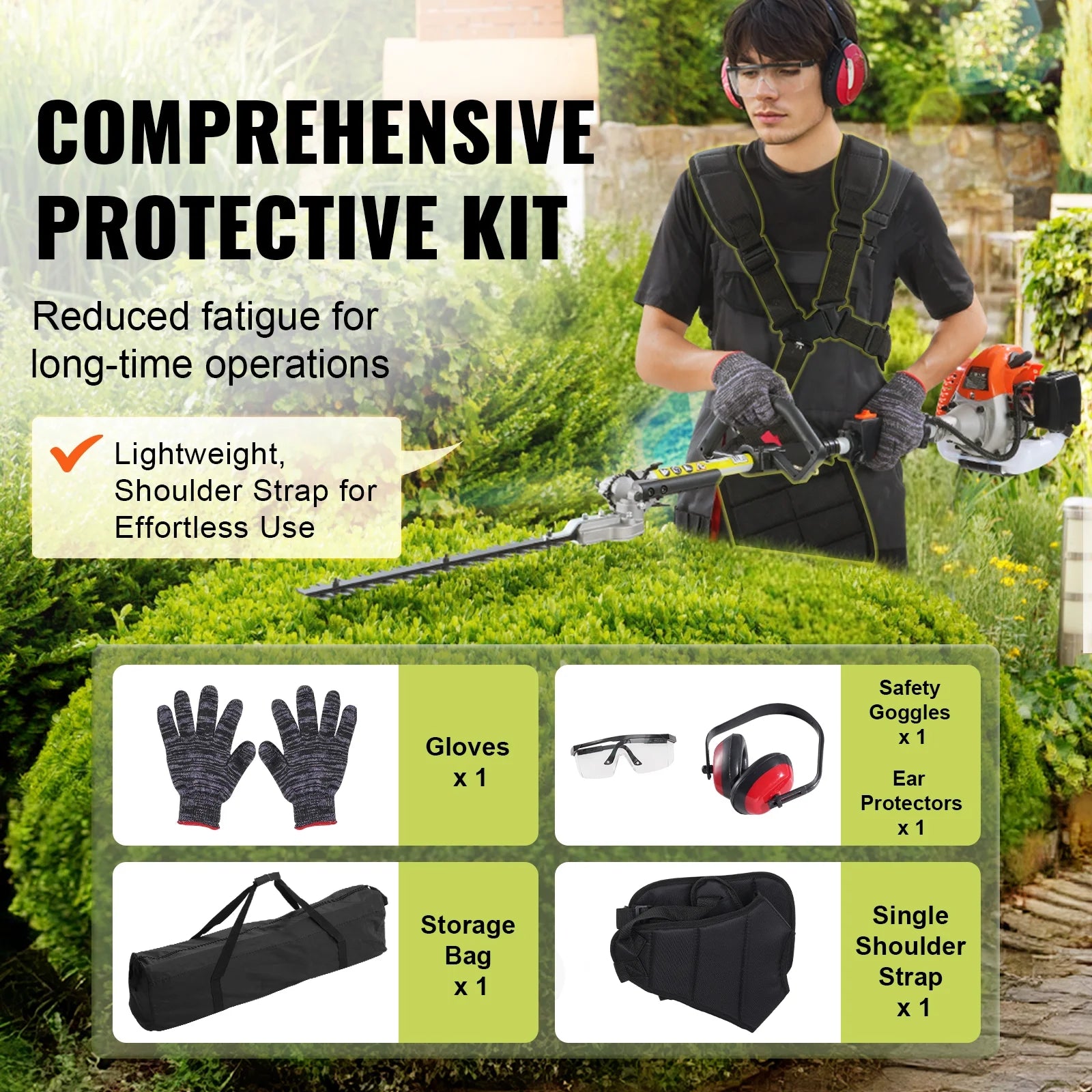 VEVOR 26CC 5 - in - 1 Multi - Functional Trimming Tools, Gas Hedge Trimmer, Weed Eater, String Trimmer, Edger, Pole Saw Chainsaw Pruner with Extension Pole