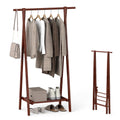 Tangkula Folding Rubber Wood Clothes Hanging Rack