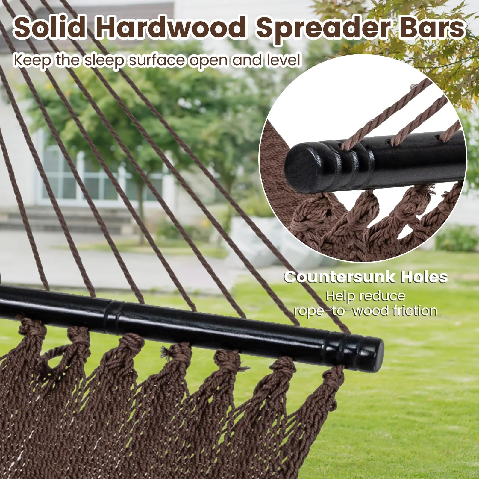 Tangkula 10.5FT Caribbean Double Hammock with Curved Spreader Bars