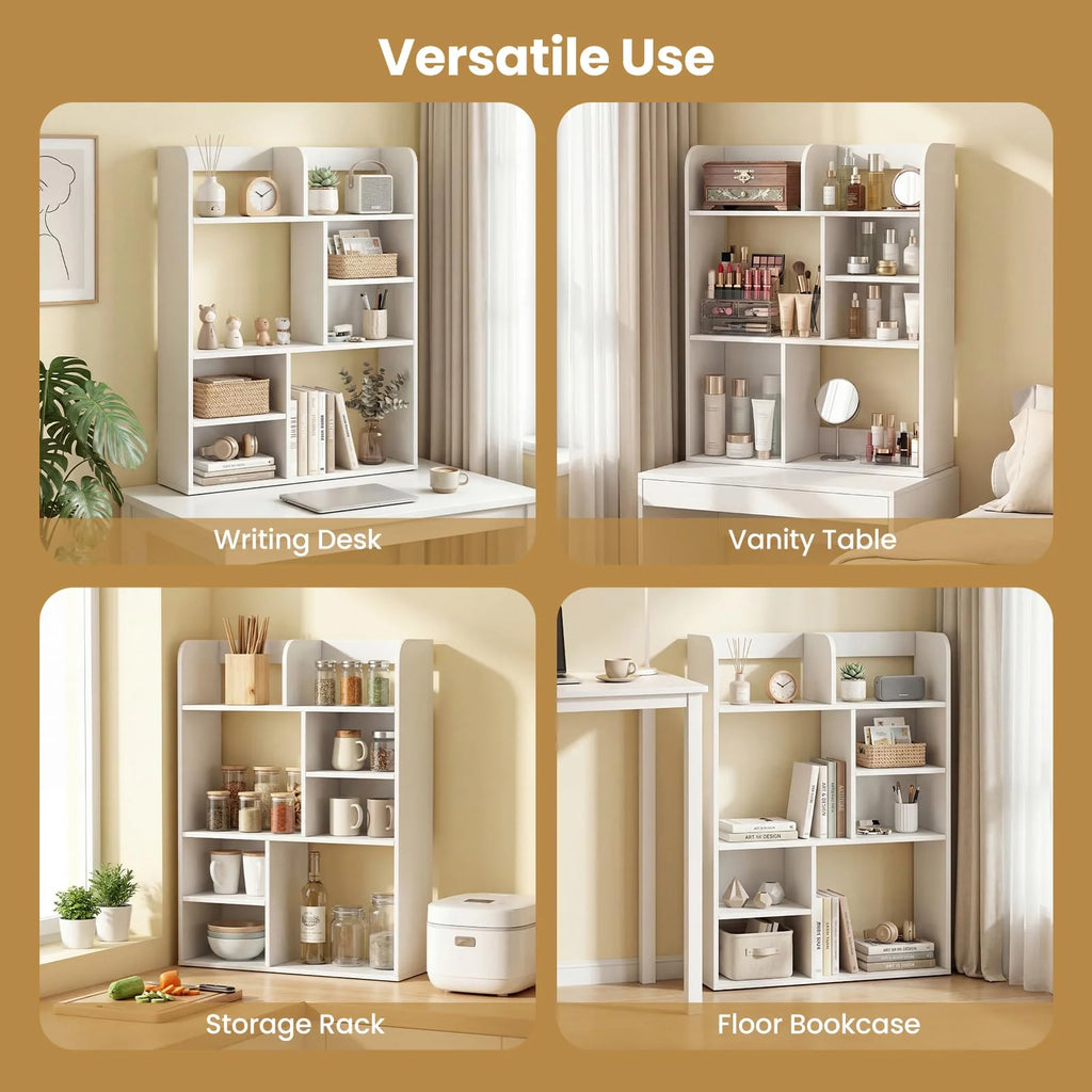 Tangkula Desktop Display Rack with 4 Open Shelves & 4 Cubes