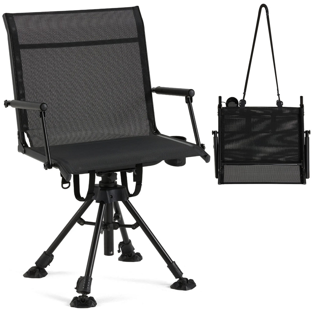 AECOJOY No Cushion Hunting Chair, Durable Metal Frame, Silent Swivel for Outdoor Shooting & Fishing
