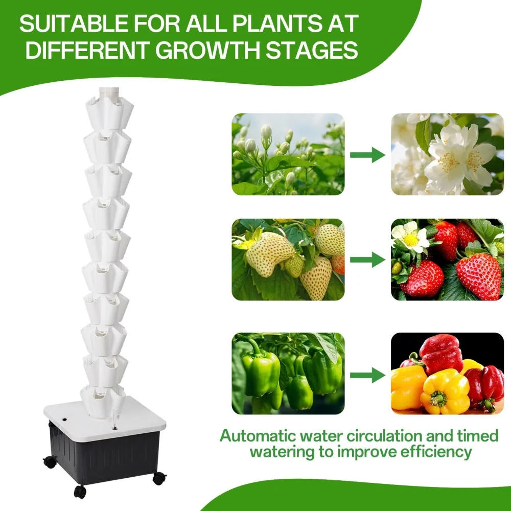 Hydroponic Growing System Tower | Vertical Vegetable Planting Towers | 10 - Layer 50 Slots, Hydroponic Growing Kit Forhydroponics Towers Garden, Suitable for Balconies, Courtyards, Roofs