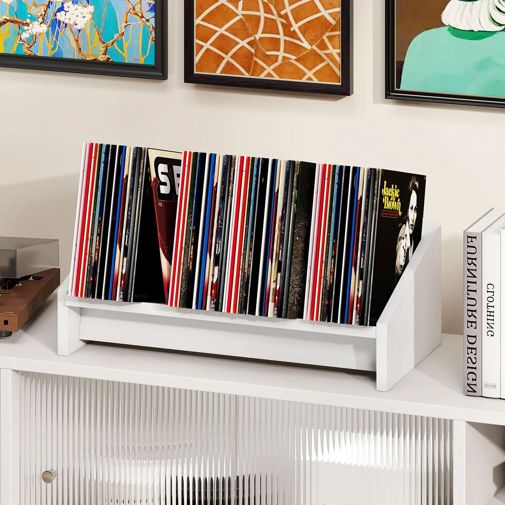 Tangkula Wooden Desktop Bookshelf | Tilting Bookcase Organizer for Magazines