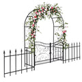 Ktaxon Garden Arch, Iron Arch for Climbing Plants, 7.2 FT Garden Arch with Seat Weather - Resistant, Black