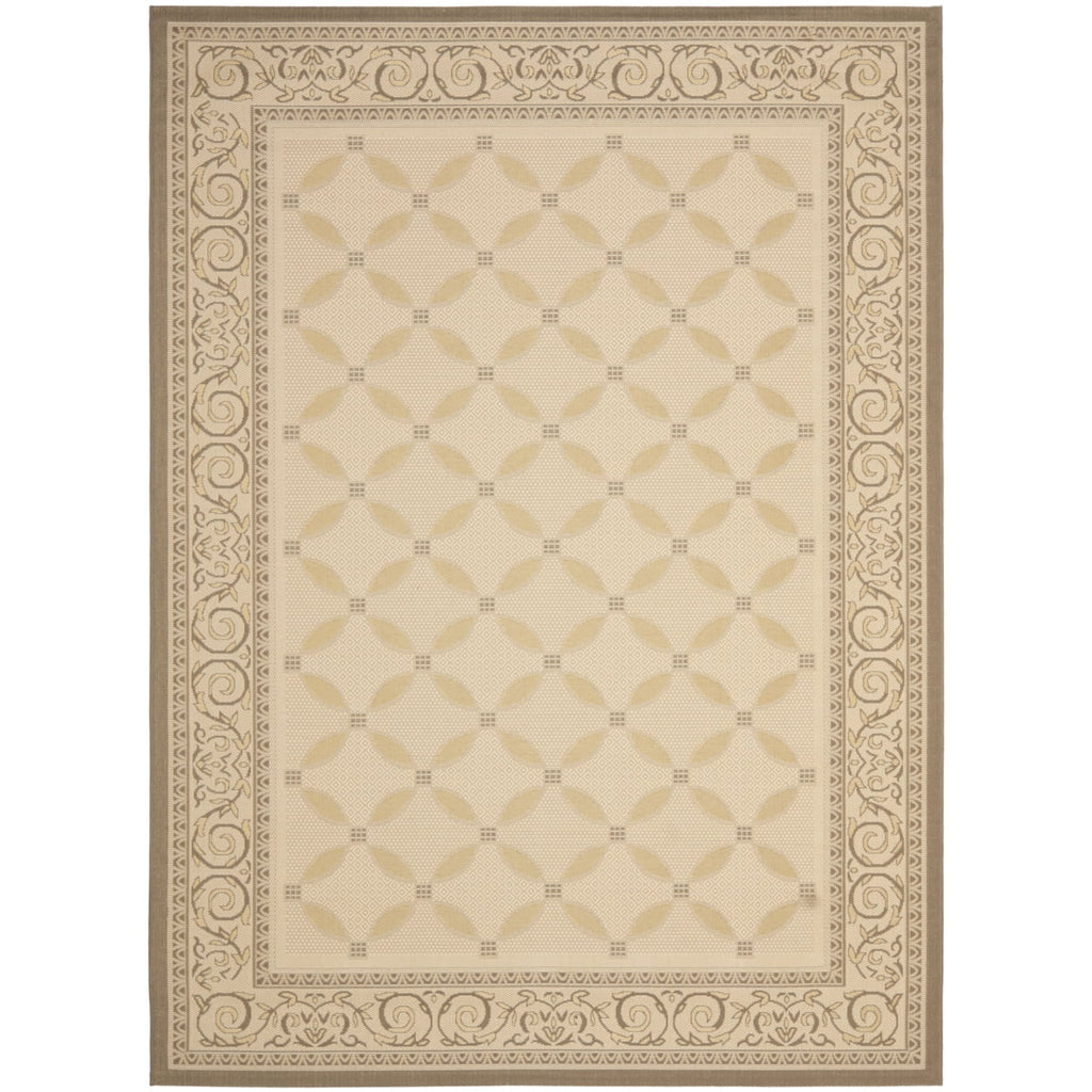 SAFAVIEH Courtyard Cohen Bordered Indoor/Outdoor Area Rug, Dark Beige/Beige, 9' x 12'
