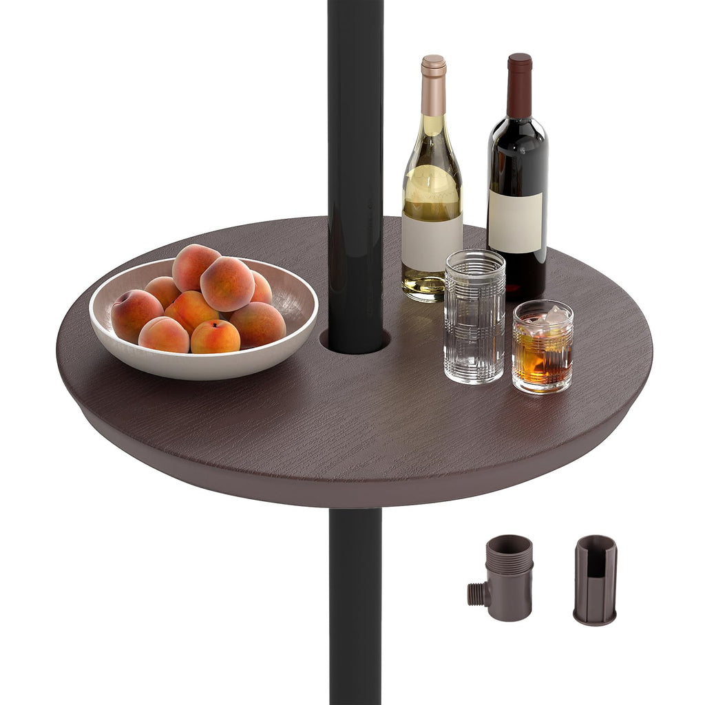 Tangkula 20" Umbrella Table 1.5" & 1.9" Umbrella Hole Faux Wood Grain Portable Round Umbrella Table Top