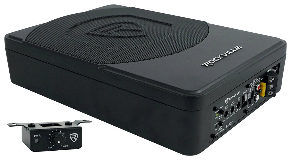 Rockville SS10P 10" 800w Slim Under - Seat Powered Car/Truck Subwoofer Sub+Amp Kit