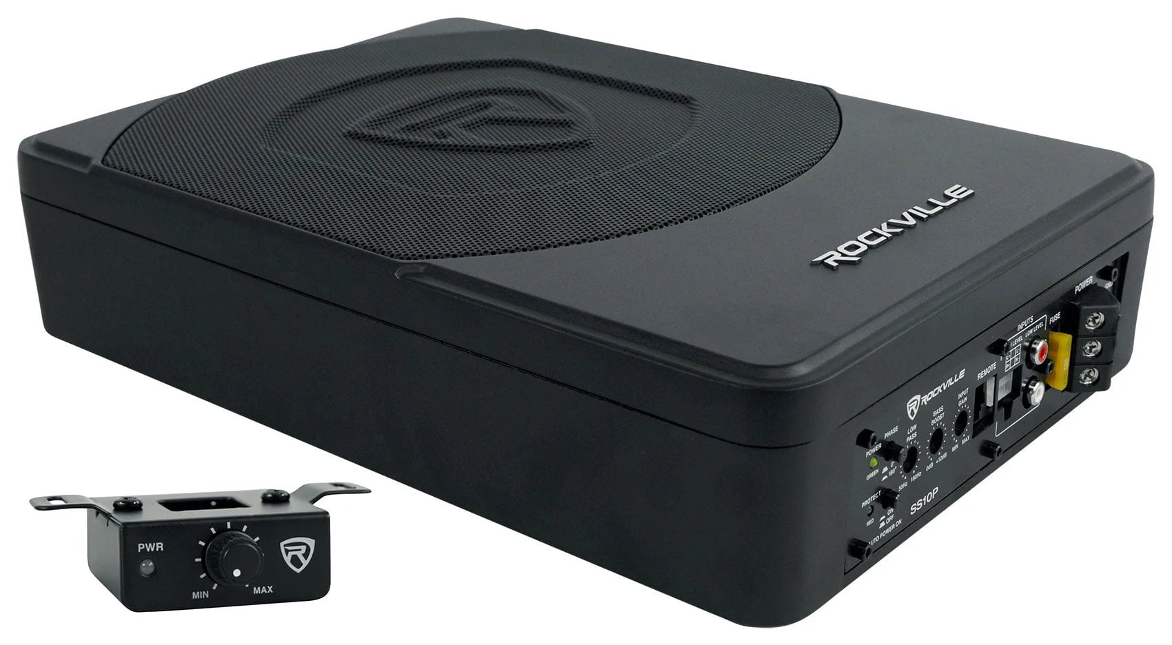 Rockville SS10P 10" 800w Slim Under - Seat Powered Car/Truck Subwoofer Sub+Amp Kit