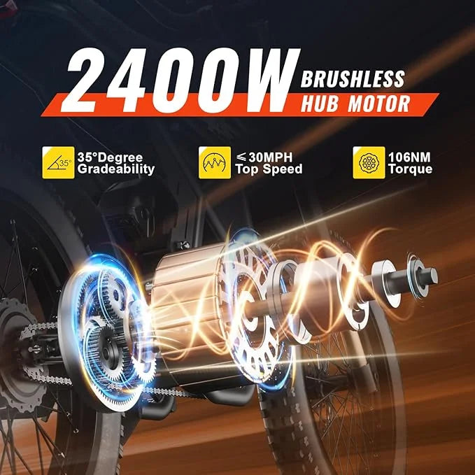 Riding'Times GT73 Electric Dirt Bike for Adults 2400W 48V 37MPH 36.4AH Dual Battery 85 Miles Range 25" Tires UL2849 Full Suspension