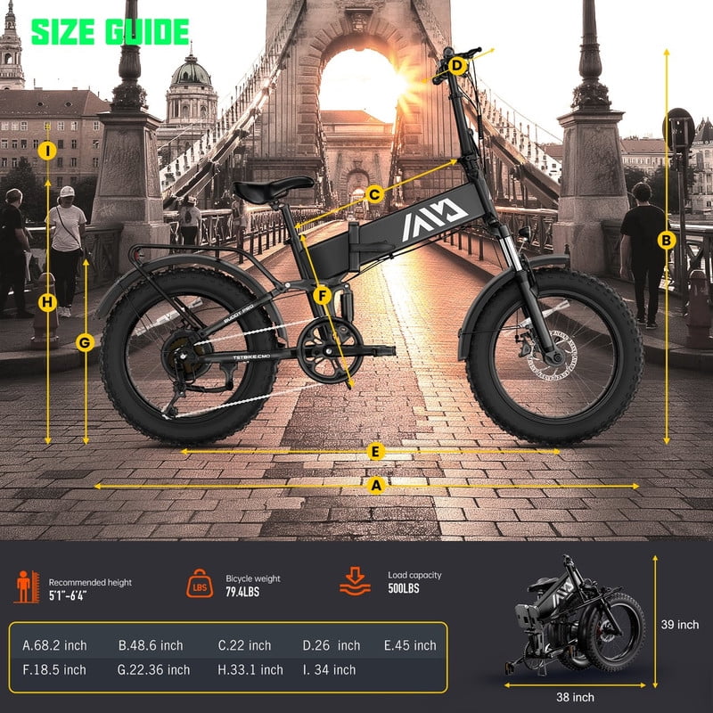 TST Electric Bike 4.0 Fat Tire Foldable Ebike 48V 13Ah Battery 750W Electric Commuter Bicycle with LCD 20" One-Step Folding Electric City Bike for Men Women Black
