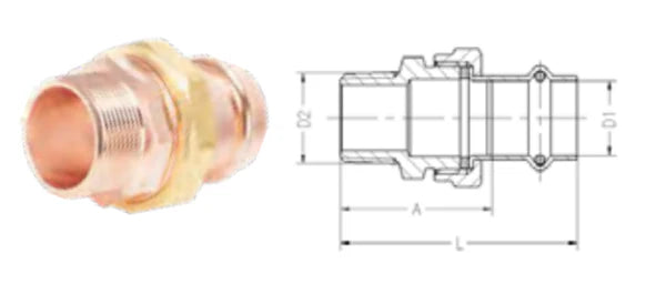 3/4" Press x Male Copper Adapter Union CP-34MU