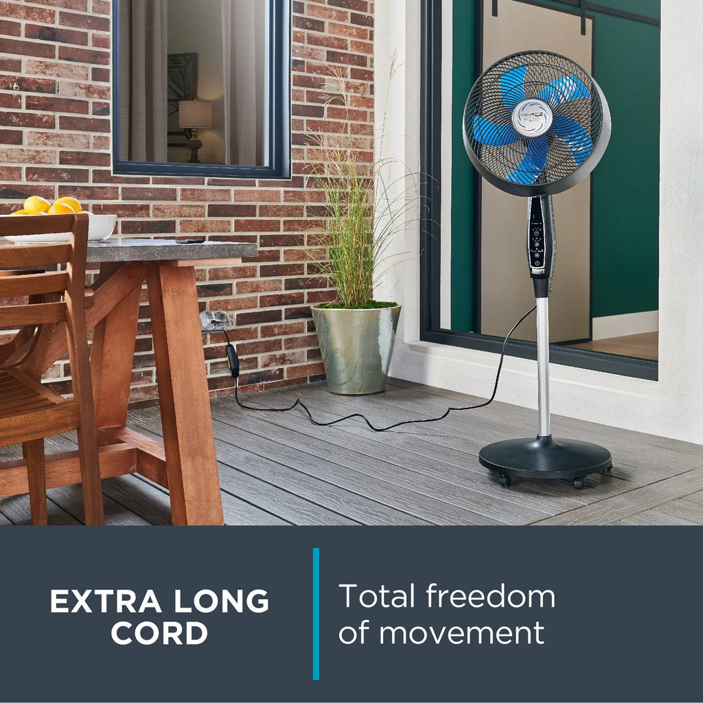 Rowenta Turbo Silence Standing Floor Fan with Remote, 53 in, Portable, 5 Speeds, VU5670