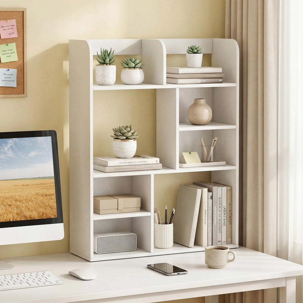Tangkula Desktop Display Rack with 4 Open Shelves & 4 Cubes