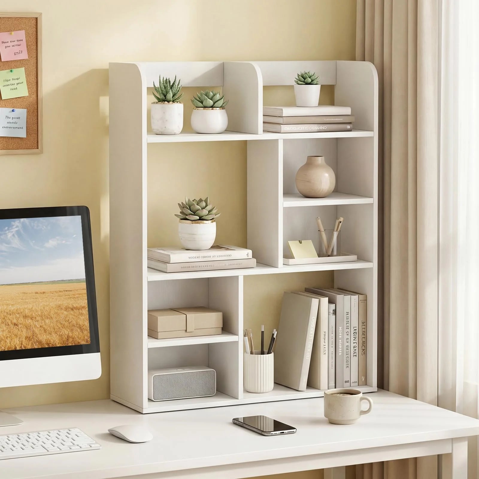 Tangkula Desktop Display Rack with 4 Open Shelves & 4 Cubes