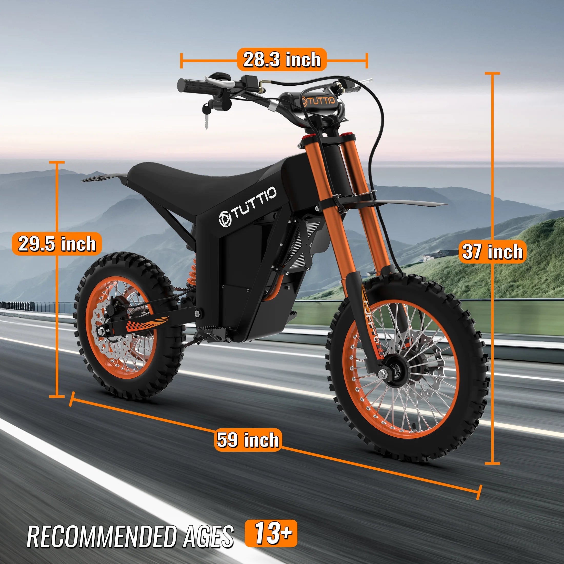 TUTTIO Soleil01 Electric Dirt Bike for Adults, 48V 21ah 200n.m, 2000W Motor, Max 37mph, Maximum Range 45 Miles, Dirt Bikes
