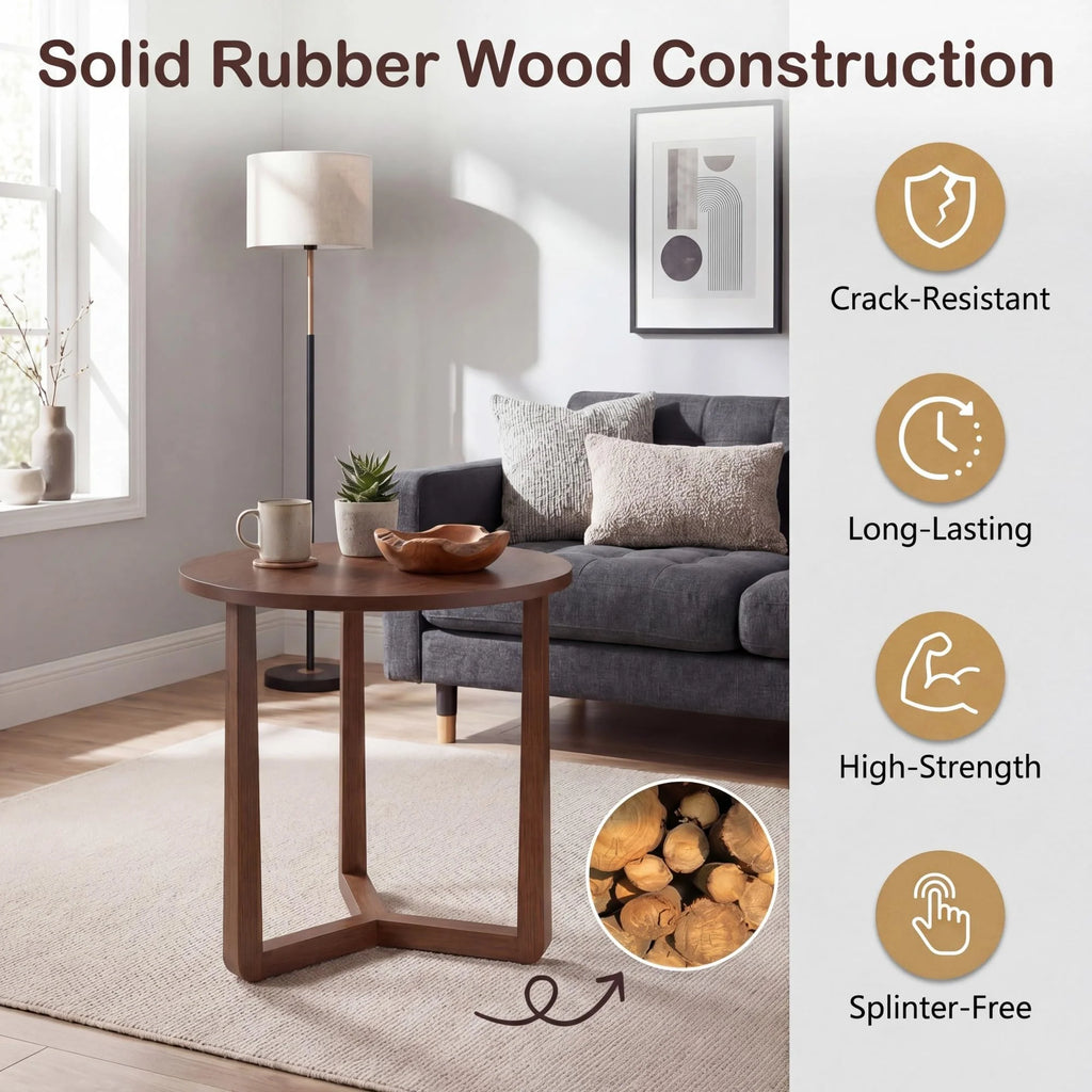 Tangkula Farmhouse Side Table | 22.5" Round End Table with Solid Rubber Wood Legs (1/2)
