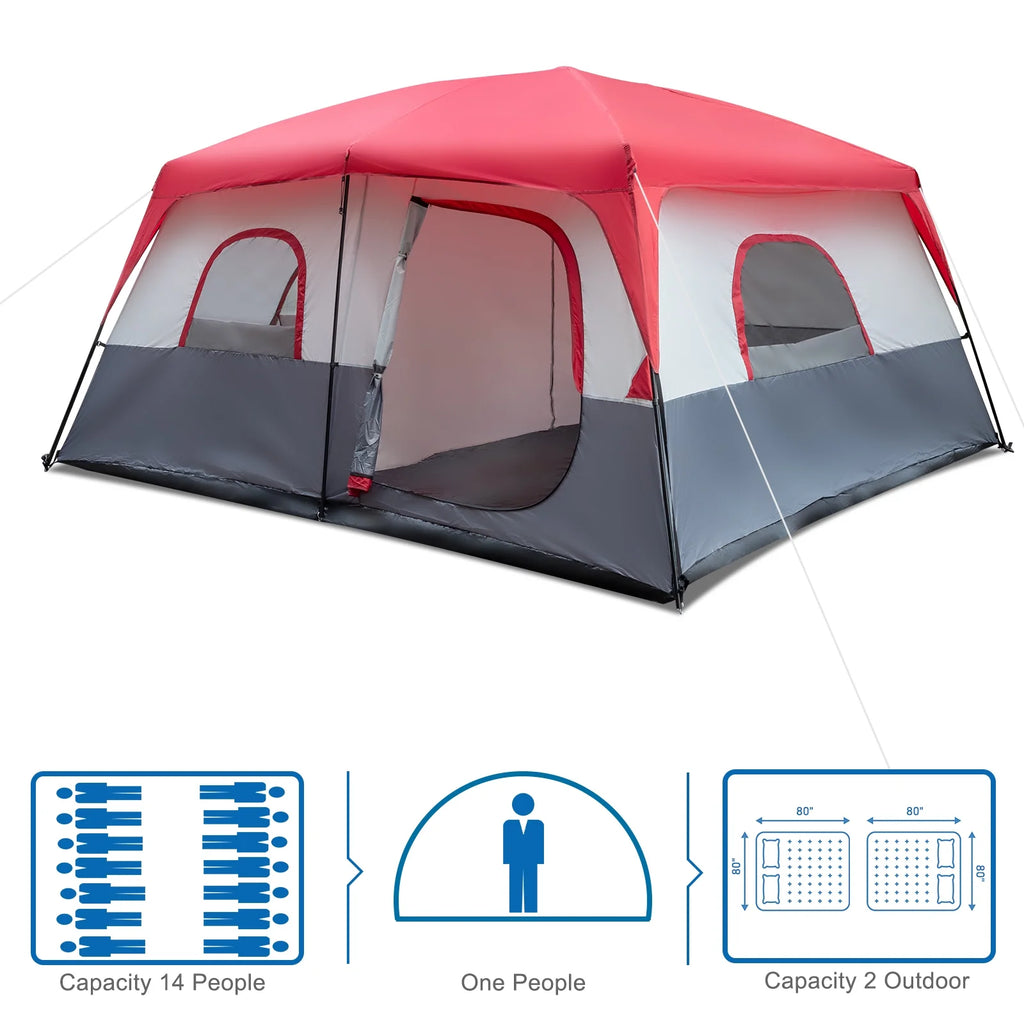 Zimtown 10 Person Tent Large Multi Room Tent for Family Camping Cabin Huge Tent with Carry Bag