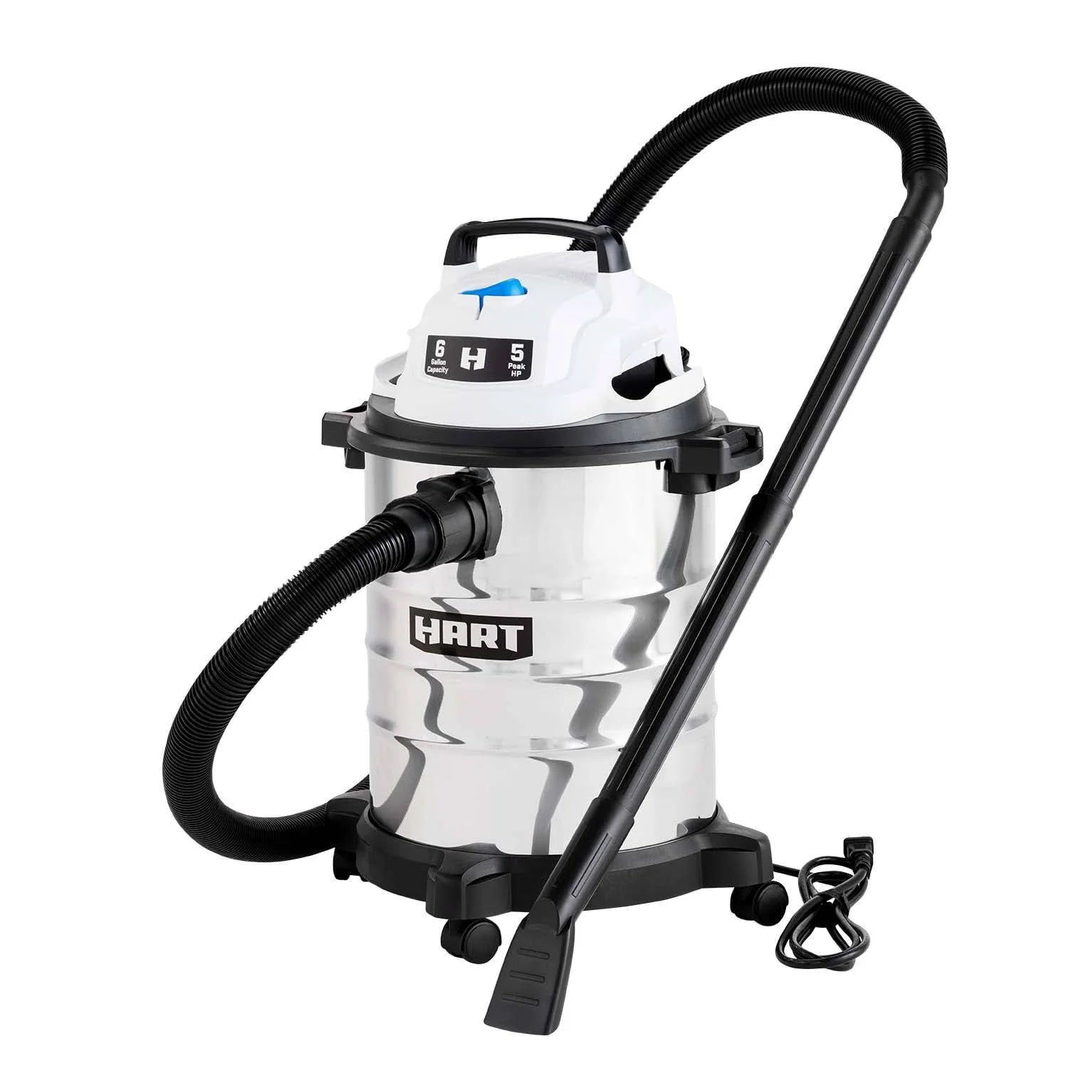 Hart 6 Gallon 5 Peak HP Stainless Steel Wet/Dry Vacuum with Bonus Car Cleaning Kit