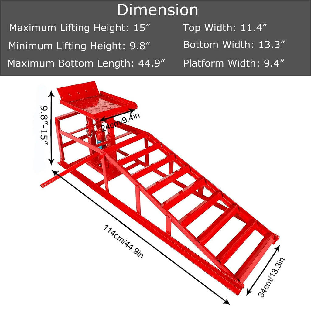 Confote Car Ramps, 2PCS 5T 10000 lb Portable Heavy Duty Hydraulic Car Ramps, Lift Ramp for Truck Vehicle Auto Garage Repair Red