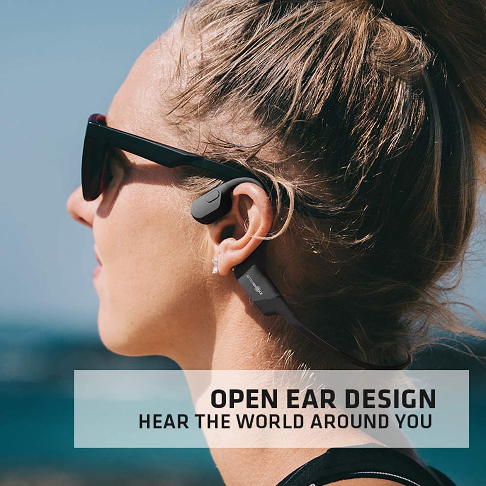 AfterShokz Aeropex Open-Ear Wireless Bone Conduction Headphones with Sport Belt Cosmic Black 2.3