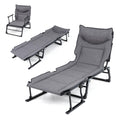 Tangkula 3 in 1 Lounge Chair Outdoor Patio Folding Chaise Lounge Chair Heavy Duty Metal Frame