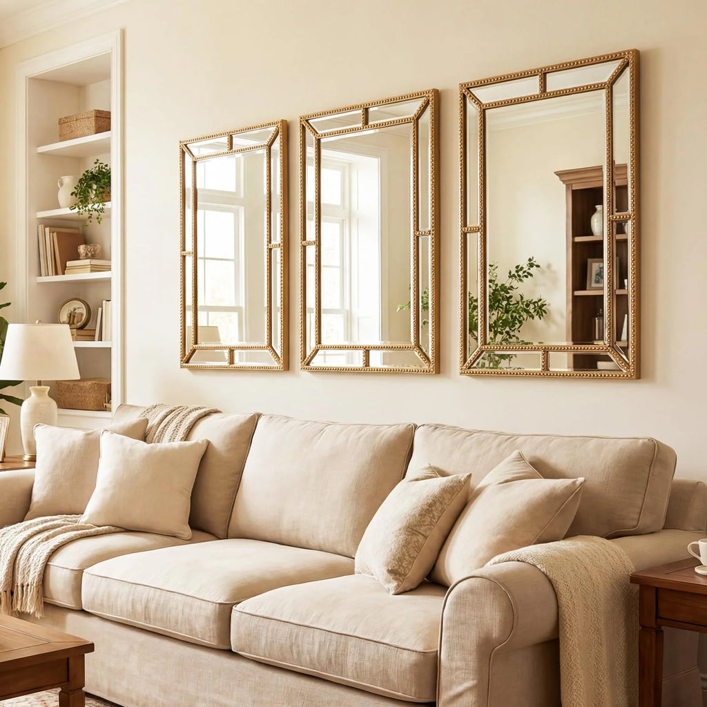 Tangkula 36" x 24" Gold Arched Wall Mirror (Rectangle)