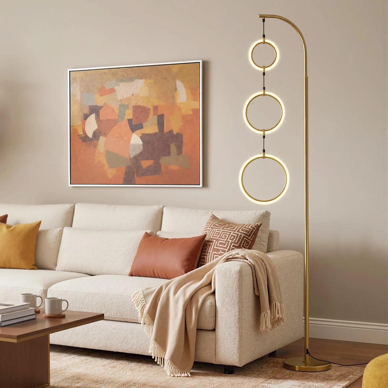 Tangkula 3-Light Floor Lamp Freestanding Industrial Tree Lamp
