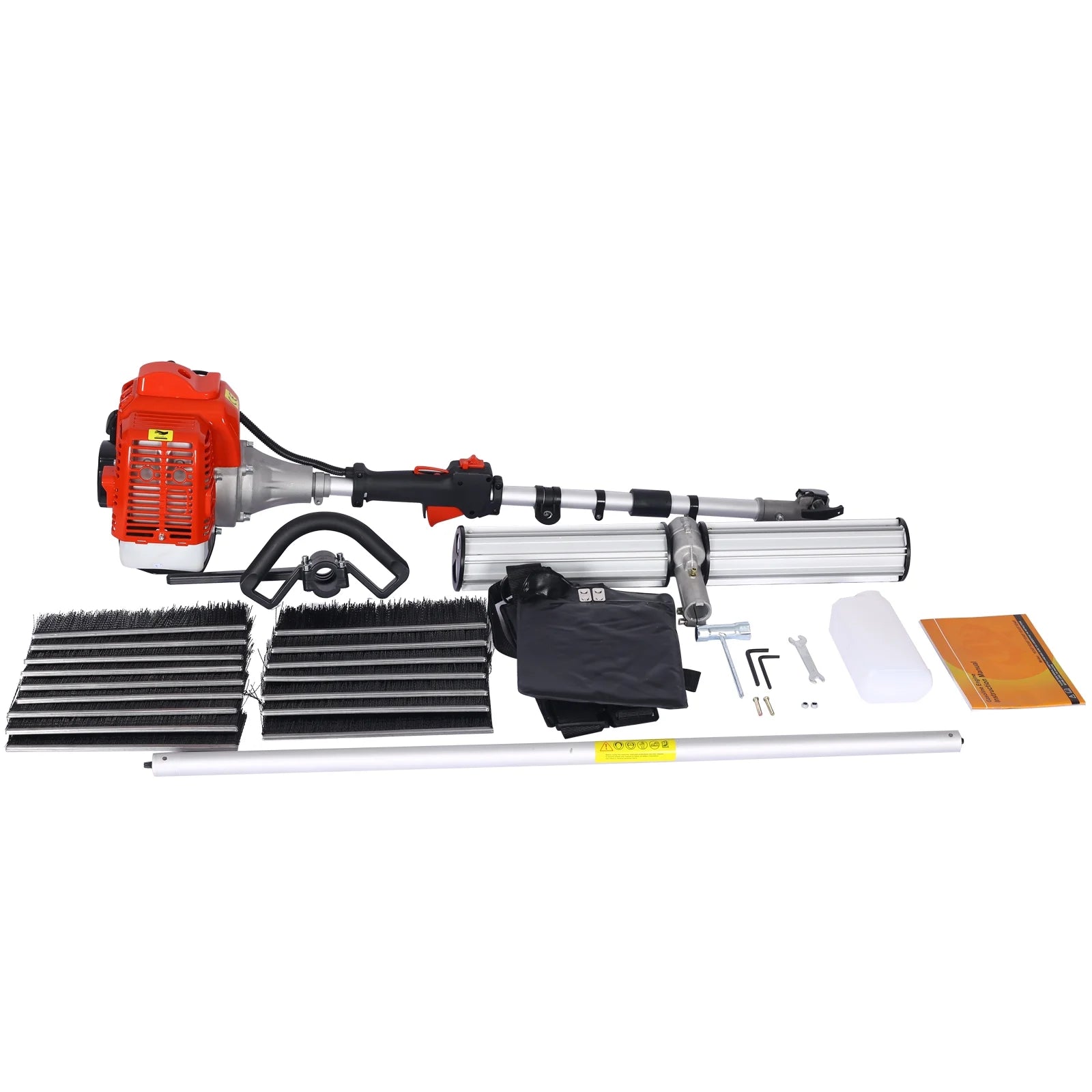 Power Snow Sweeper Brush Machine, 52cc Gasoline Walk - Behind Power Broom for Artificial Lawn Dirt Debris, 24" X 9" Brush, EPA Approved