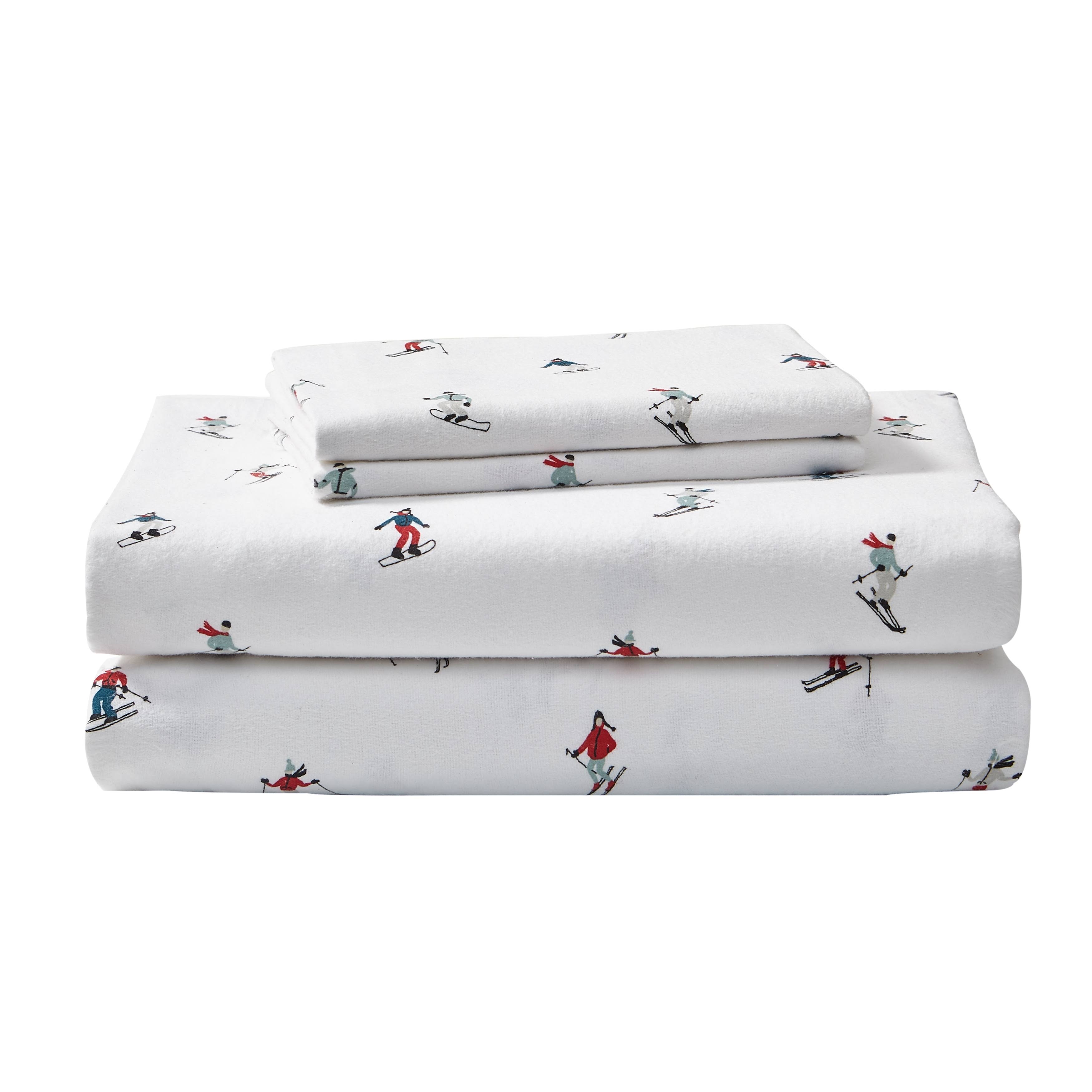 Eddie Bauer Ski Slope Flannel Sheet Set, Twin, Cotton
