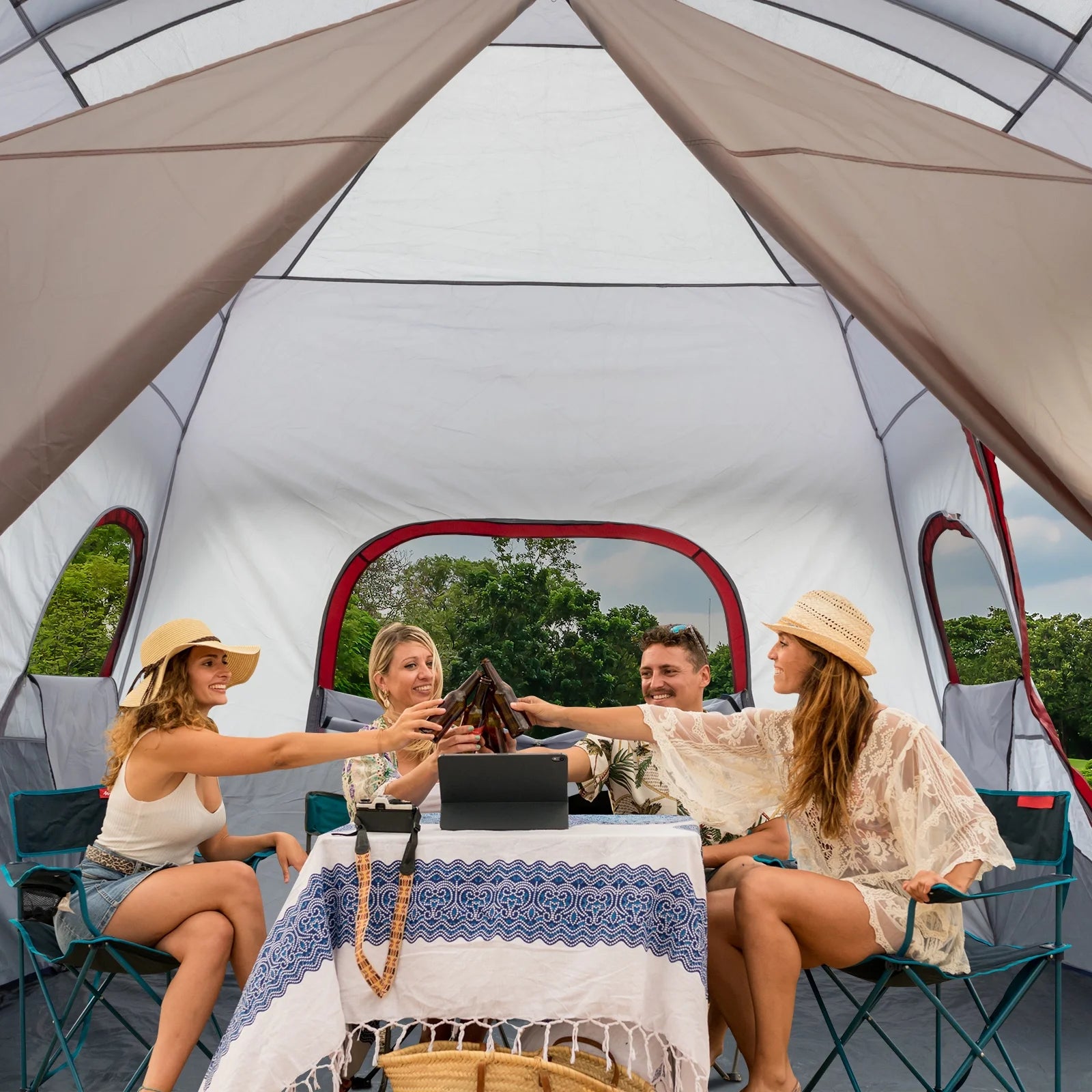 Zimtown 10 Person Tent Large Multi Room Tent for Family Camping Cabin Huge Tent with Carry Bag