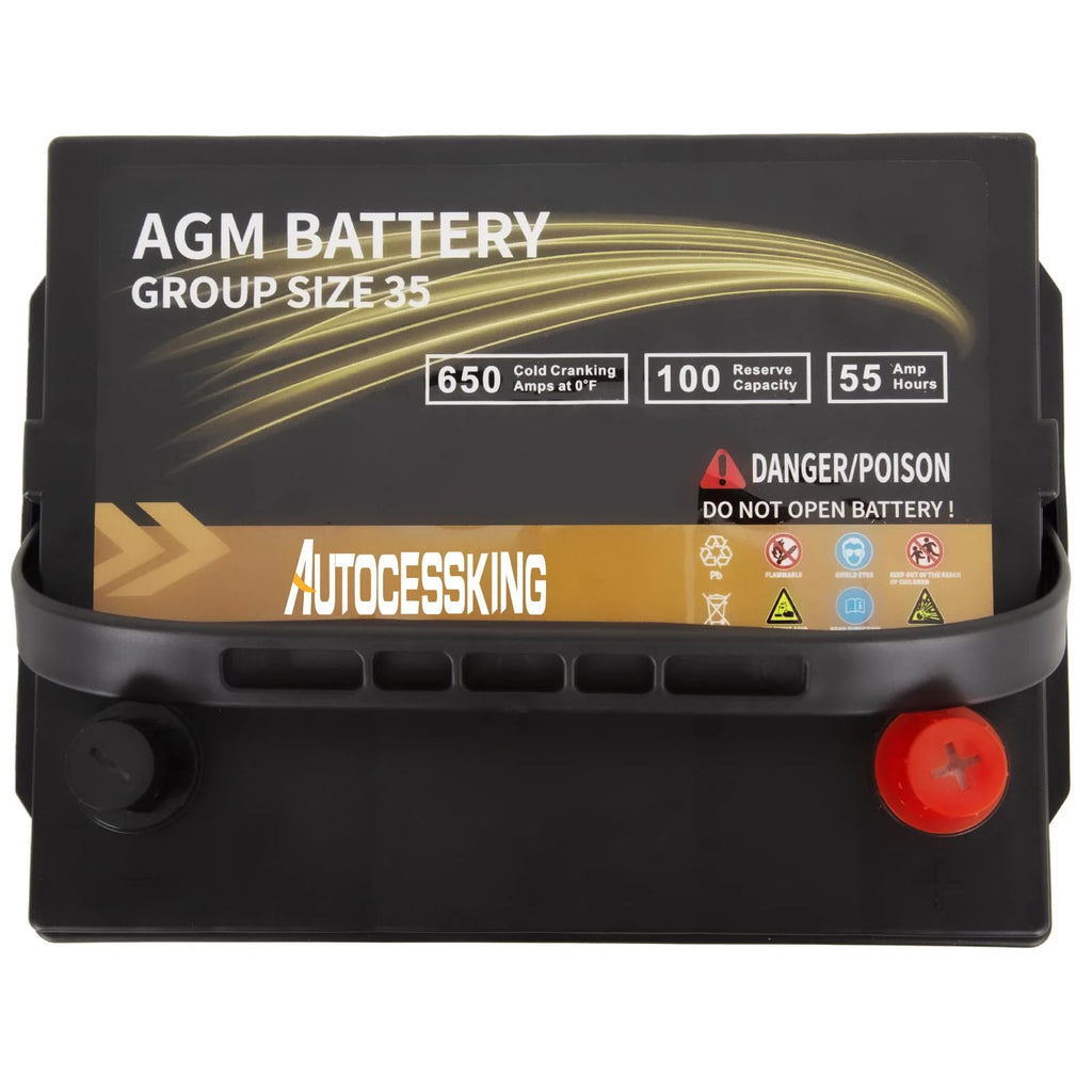 Autocessking Platinum AGM Battery, Group 47 Rechargeable Automotive Batteries for Car, 12V H5 680CCA 60ah 100RC