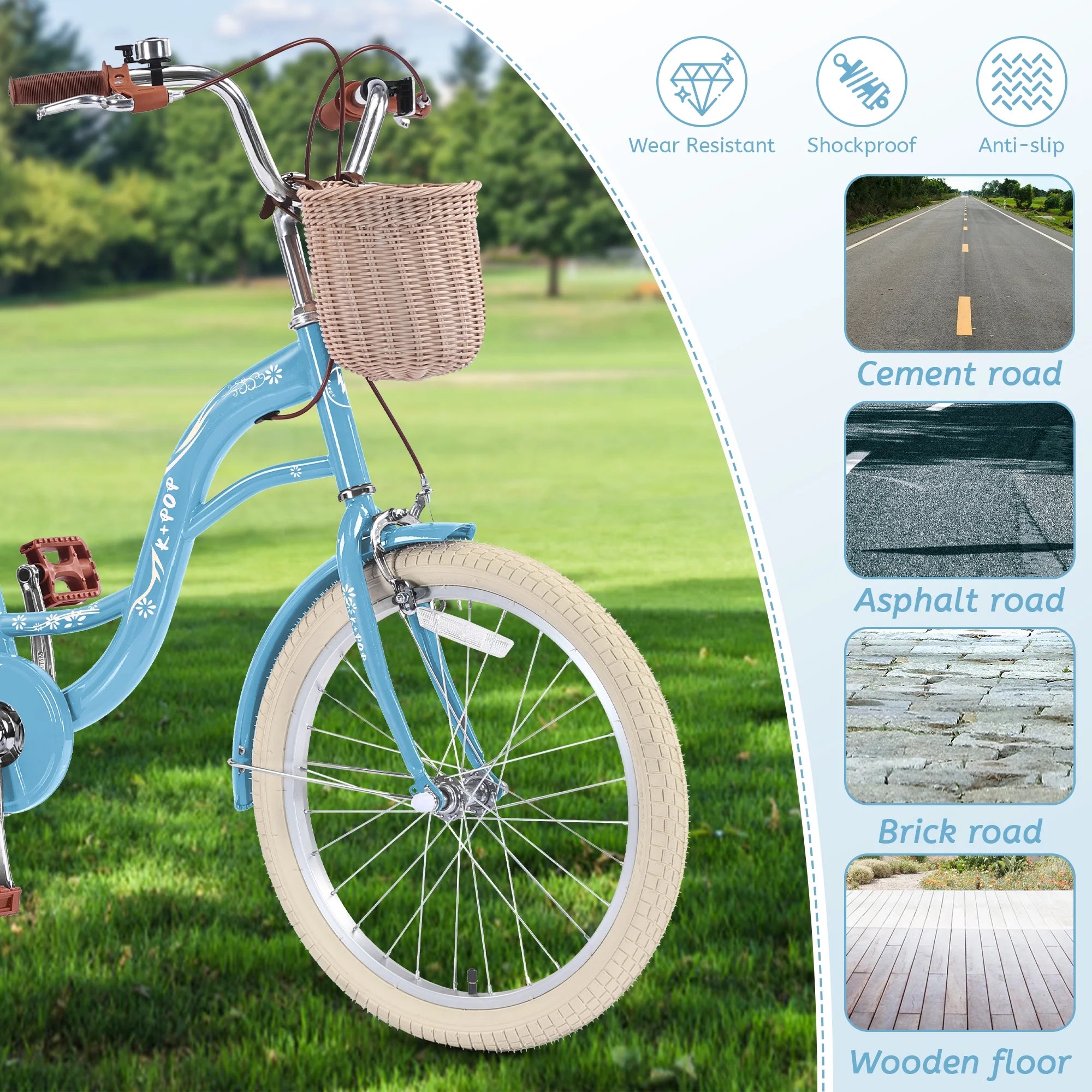 Bstjewey 20 in Girls Bike with Basket, Kids Bicycle for Ages 7 - 13