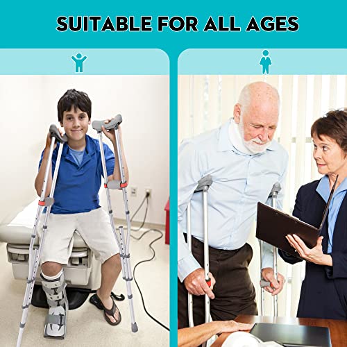 1 Pair Folding Aluminum Underarm Crutches for Adults and Teenager, 8 Adjustable Height for 4'7" to 6'7", 300 LBS Capacity Lightweight Adjustable Crutches with Underarm Pads, Great for Travel or Work