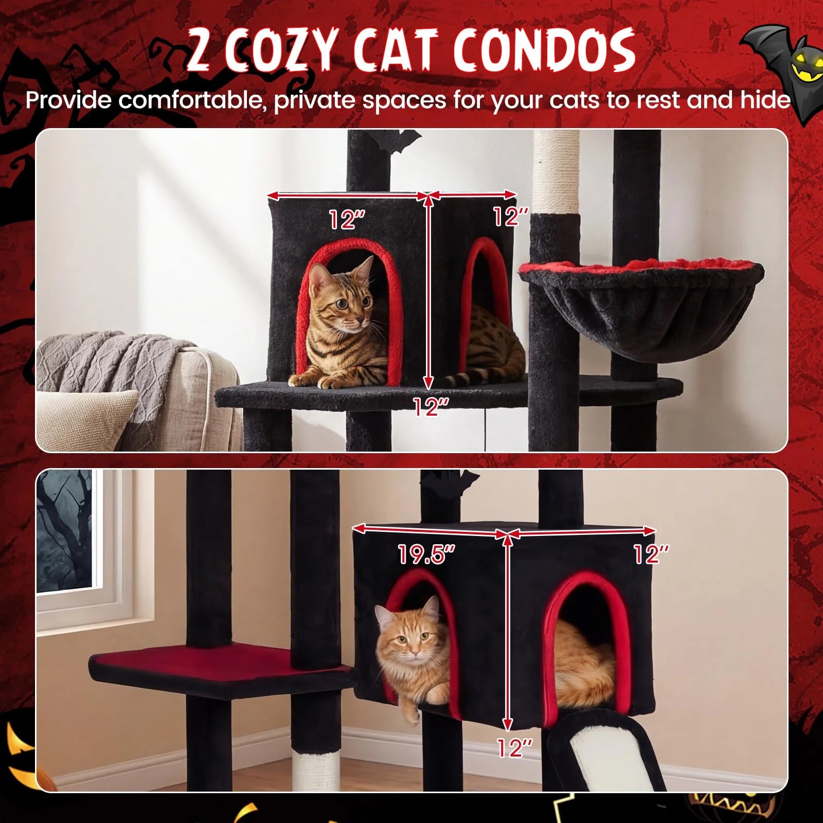 Tangkula 75" Gothic Cat Tree Halloween Cat Tower