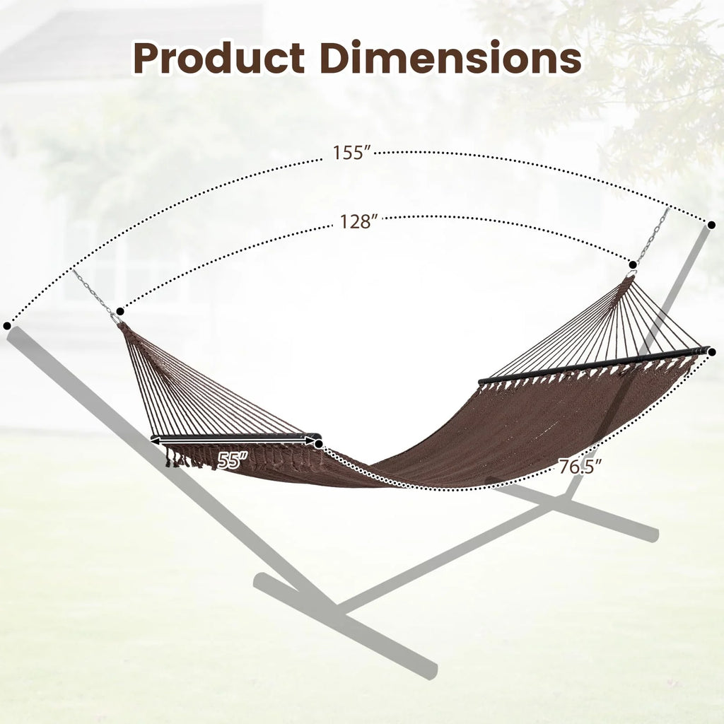 Tangkula 10.5FT Caribbean Double Hammock with Curved Spreader Bars