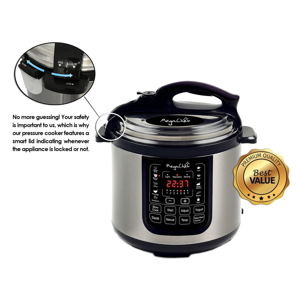 Megachef 8 - Quart Digital Pressure Cooker, 15" x 15"