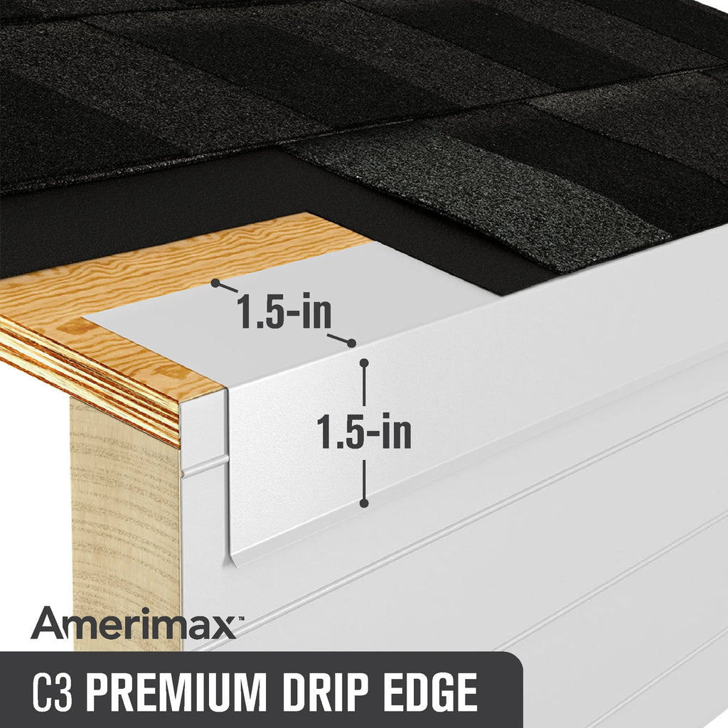 Amerimax C3 White Galvanized Steel Drip Edge Flashing, 28 Gauge, 1.5 in. x 1.5 in. x 10 ft.