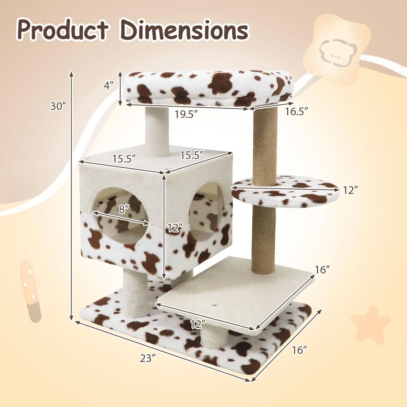 Tangkula 30 Inch Small Cat Tree with Jute Scratching Post