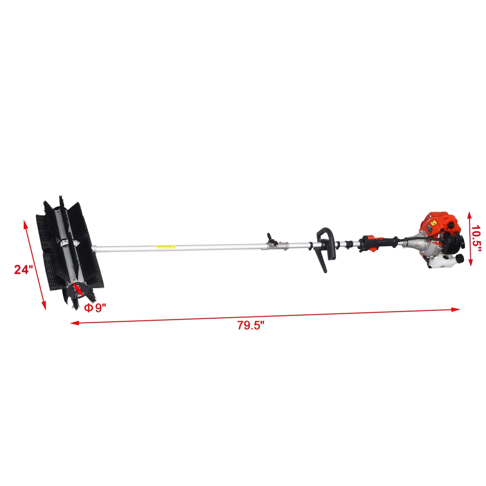 Power Snow Sweeper Brush Machine, 52cc Gasoline Walk - Behind Power Broom for Artificial Lawn Dirt Debris, 24" X 9" Brush, EPA Approved