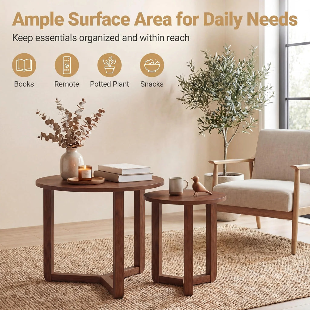 Tangkula Round Nesting Coffee Table Set of 2