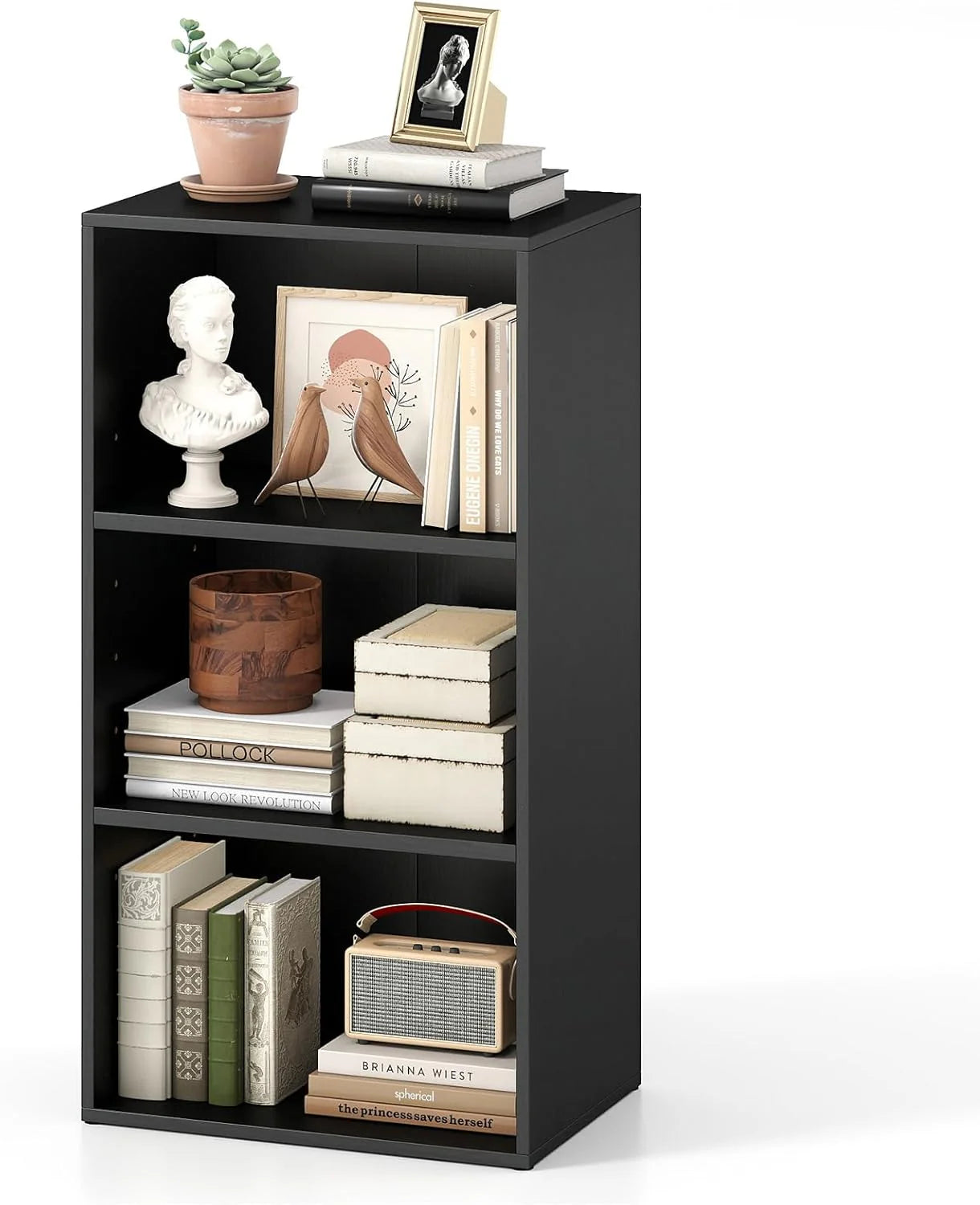 Tangkula 3-Cube Bookcase Floor Standing Open Bookshelf w/7-Position Adjustable Shelf