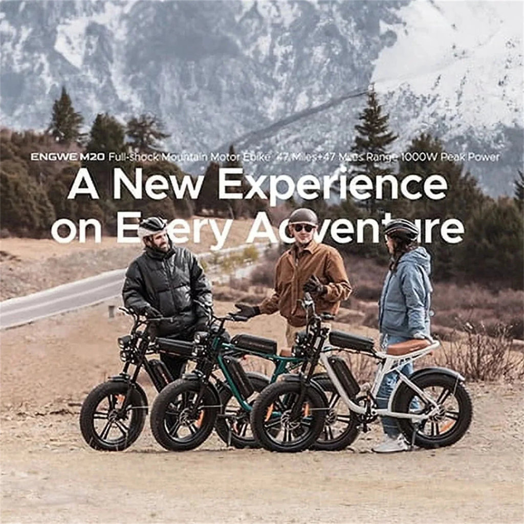 AKEZ Retro Style 1000W Electric Bike - 28mph, 94 Mile Range, 20"x4.0" Fat Tires, Full Suspension, 7-Speed, UL Certified