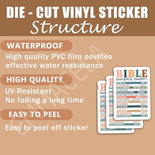 (3PCS) Bible Emergency Numbers Sticker Nutrition Facts Sticker Christian Faith Sticker, Bible Verse Sticker, Waterproof Vinyl Decal for Books Laptops Tumblers Water Bottles and More, Size 3" x 2.1"