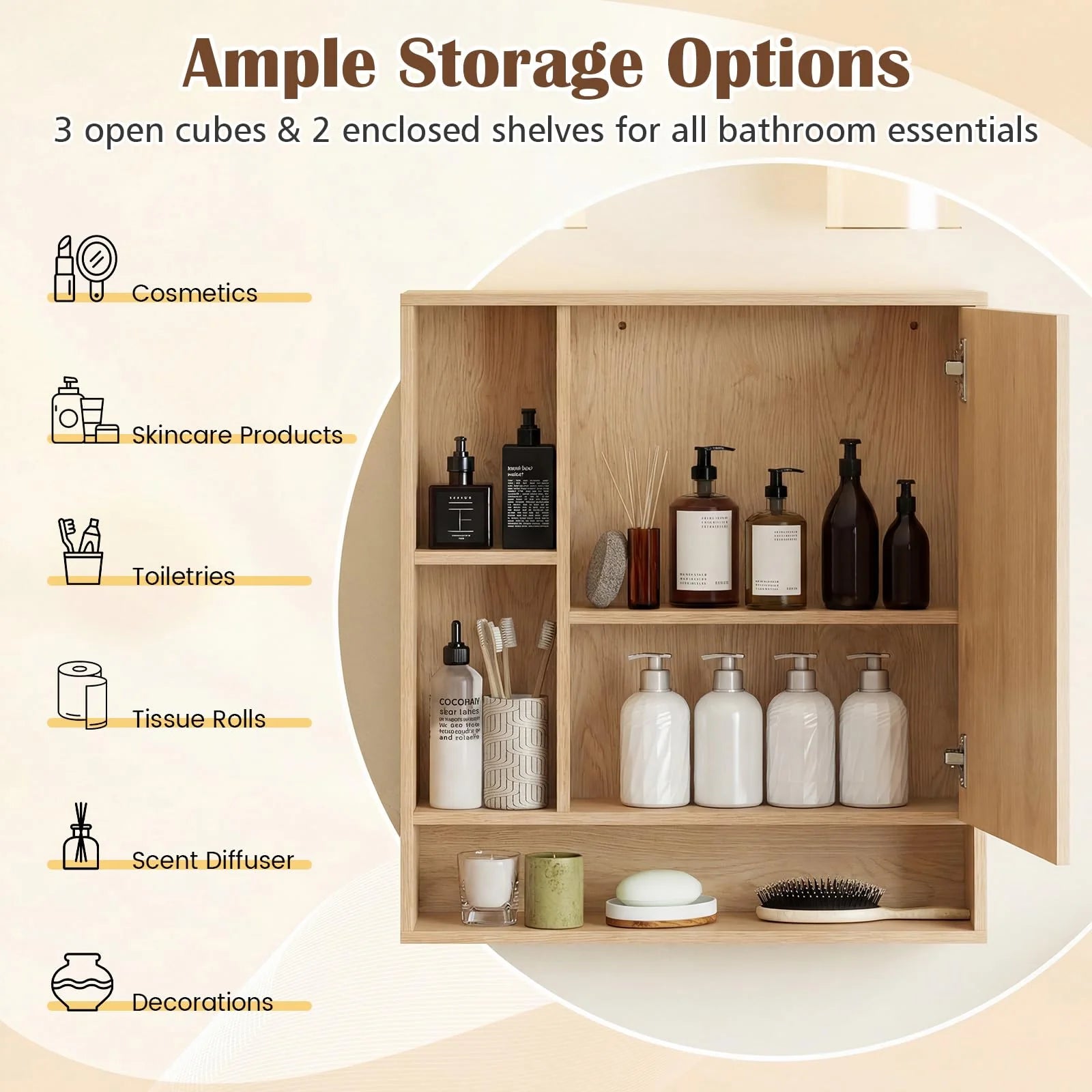 Tangkula Bathroom Cabinet with Mirror for Living Room