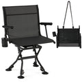 AECOJOY Folding Hunting Swivel Chair, Compact Storage Design, Black Steel Frame for Outdoor Shooting & Camping
