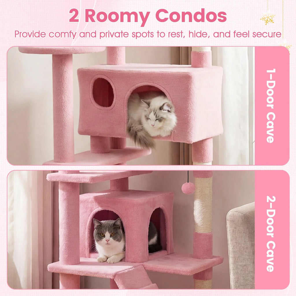 Tangkula 52" Tall Cat Tower with Cushioned Top Perch