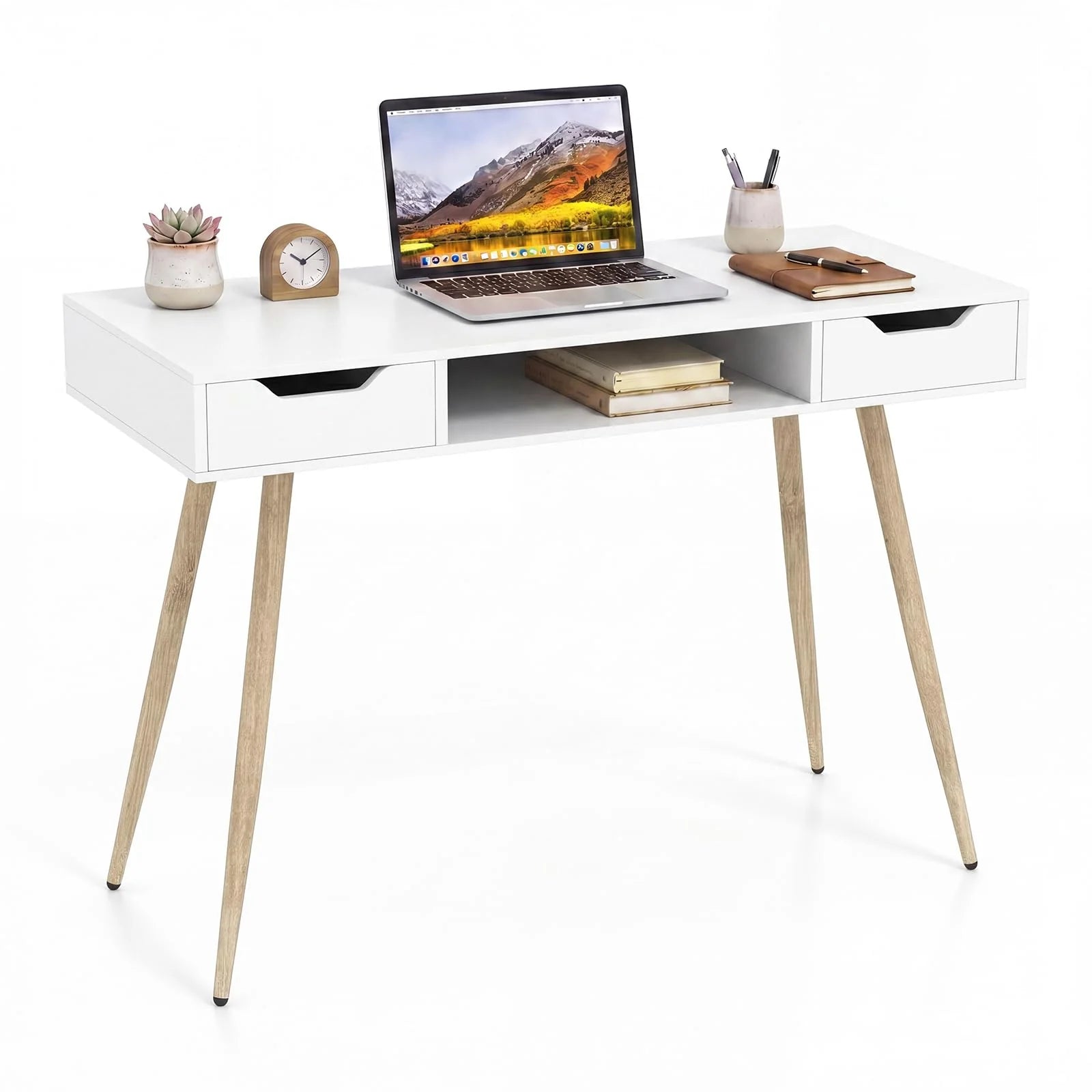Tangkula Mid Century Modern Computer Desk for Home Office & Compact Spaces