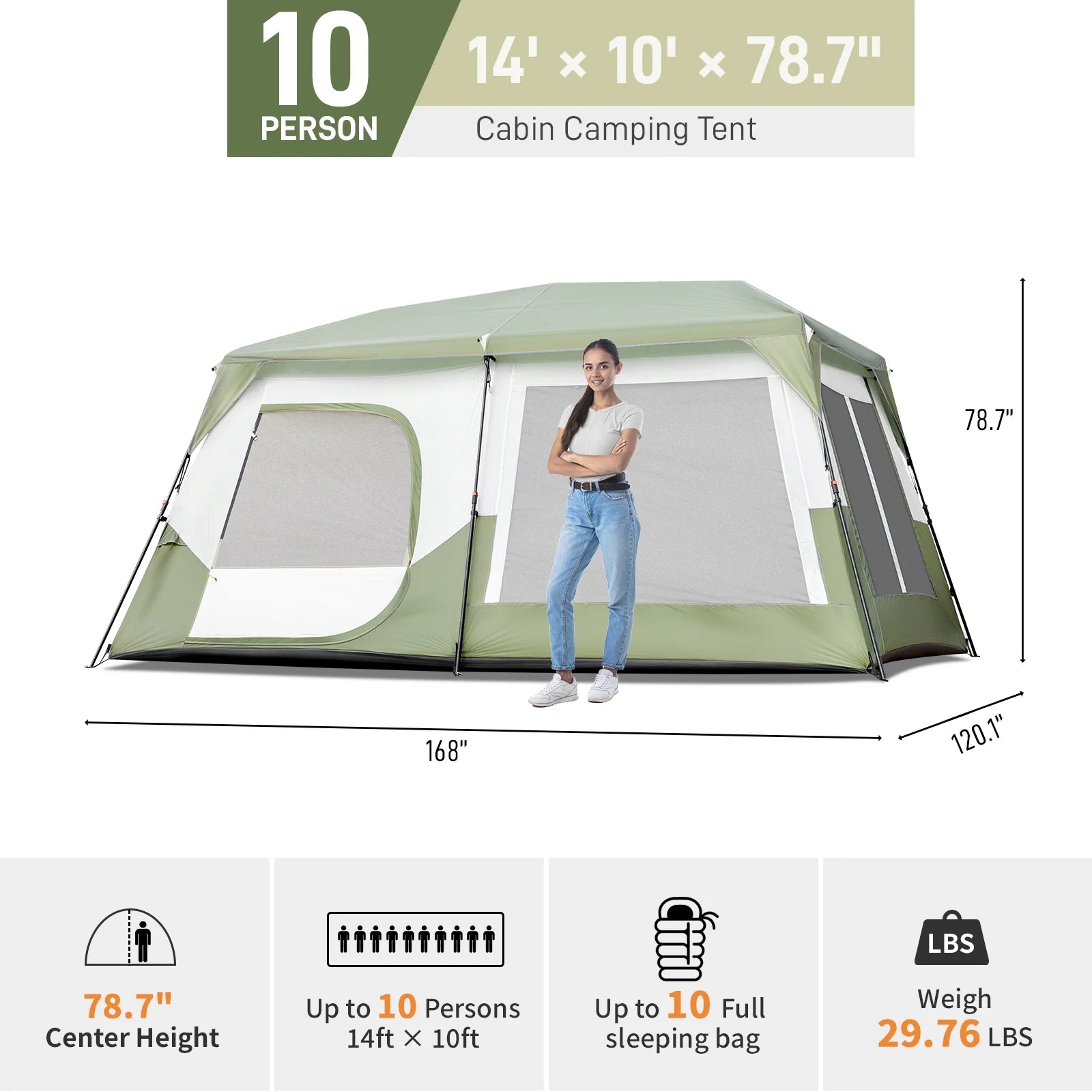 Zimtown 10 Person Tent Large Multi Room Tent for Family Camping Cabin Huge Tent with Carry Bag